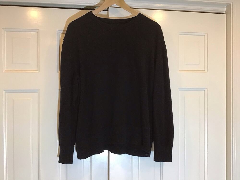 LL Bean Sweater CottonCashmere Women Xl Black Crewneck Casual Capsule Minimalist